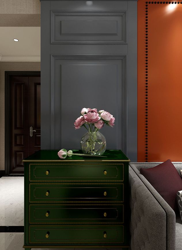 爱马仕橙&孔雀蓝撞出高级感,美式混搭打造优雅轻奢家居-34