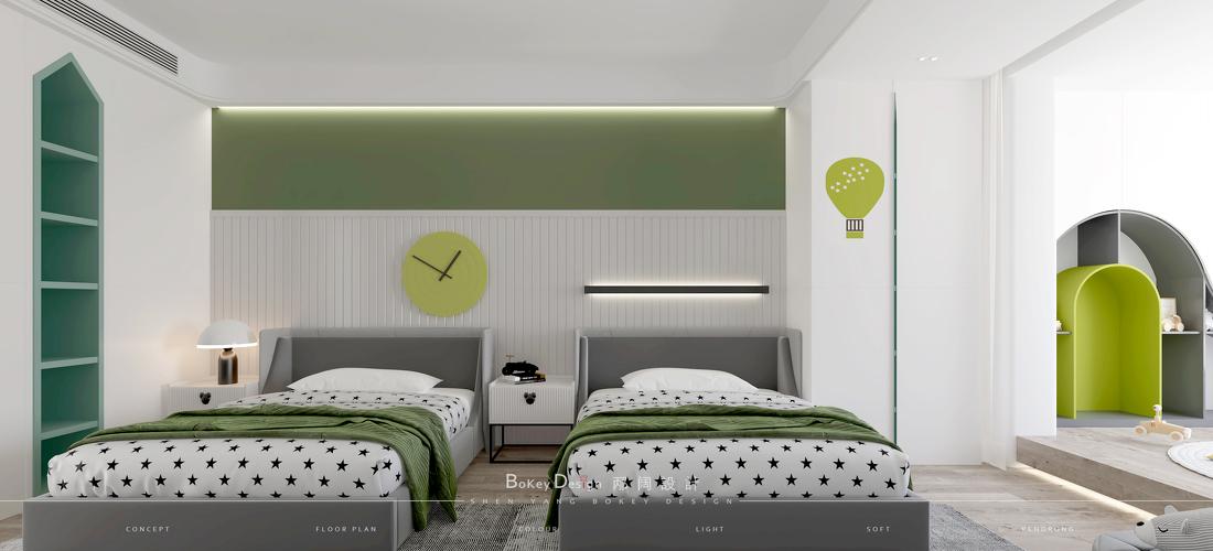 
绿色系儿童房，活力与好奇的童年 -1