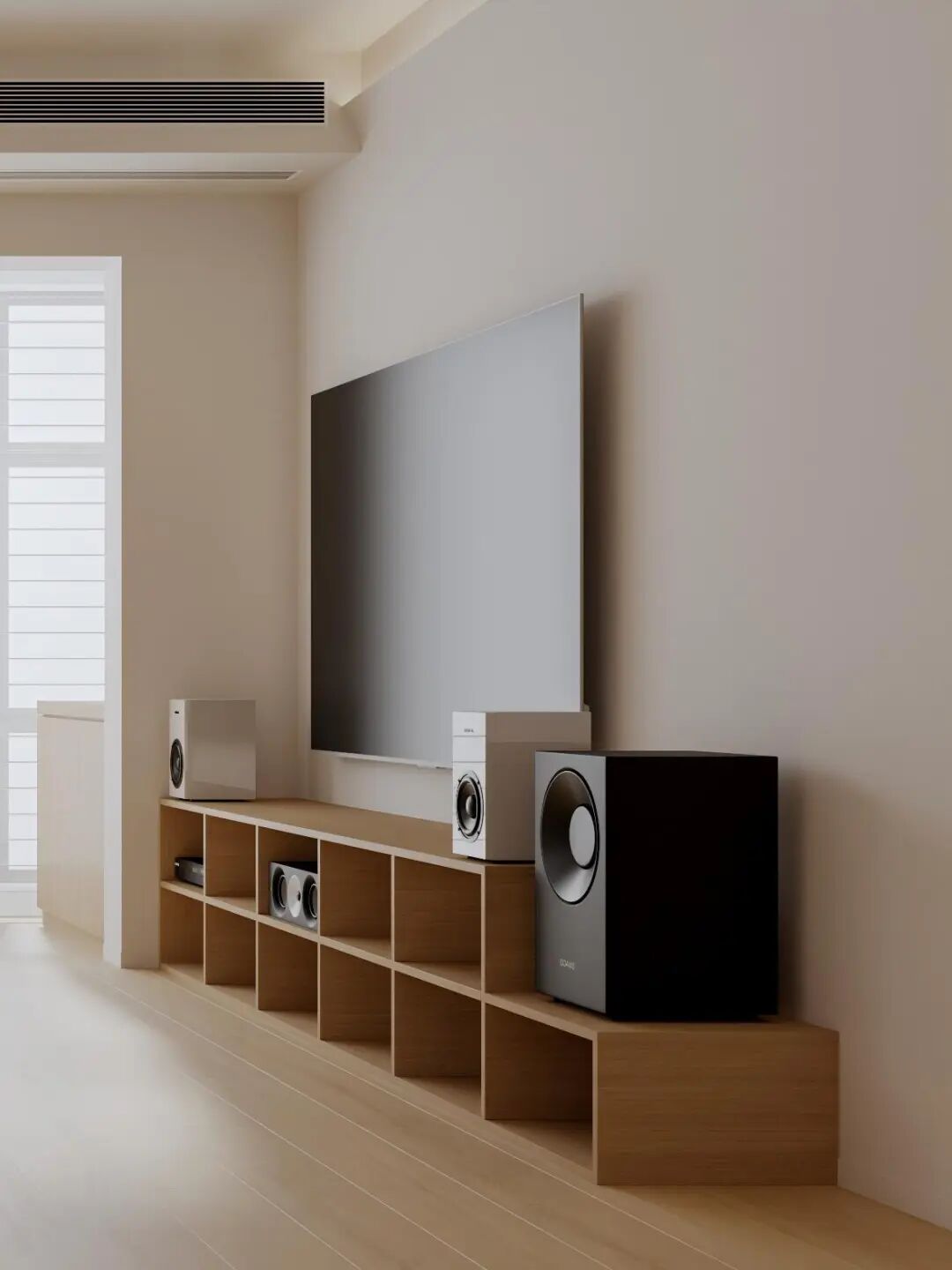 原木与极简的对话：100㎡的家，藏着一个会呼吸的家庭影院-20