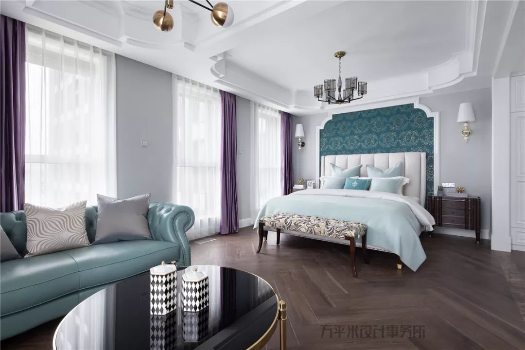 长夏方平米设计,美式平层大宅的优雅色彩碰撞-68