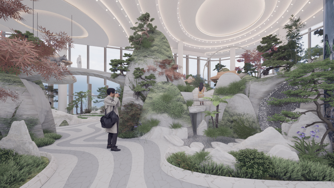 喜随作品|壶中胜境·商业中庭的科技国风微缩园林-311