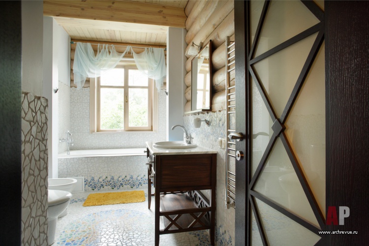 带圆形露台的木结构房屋室内设计-43