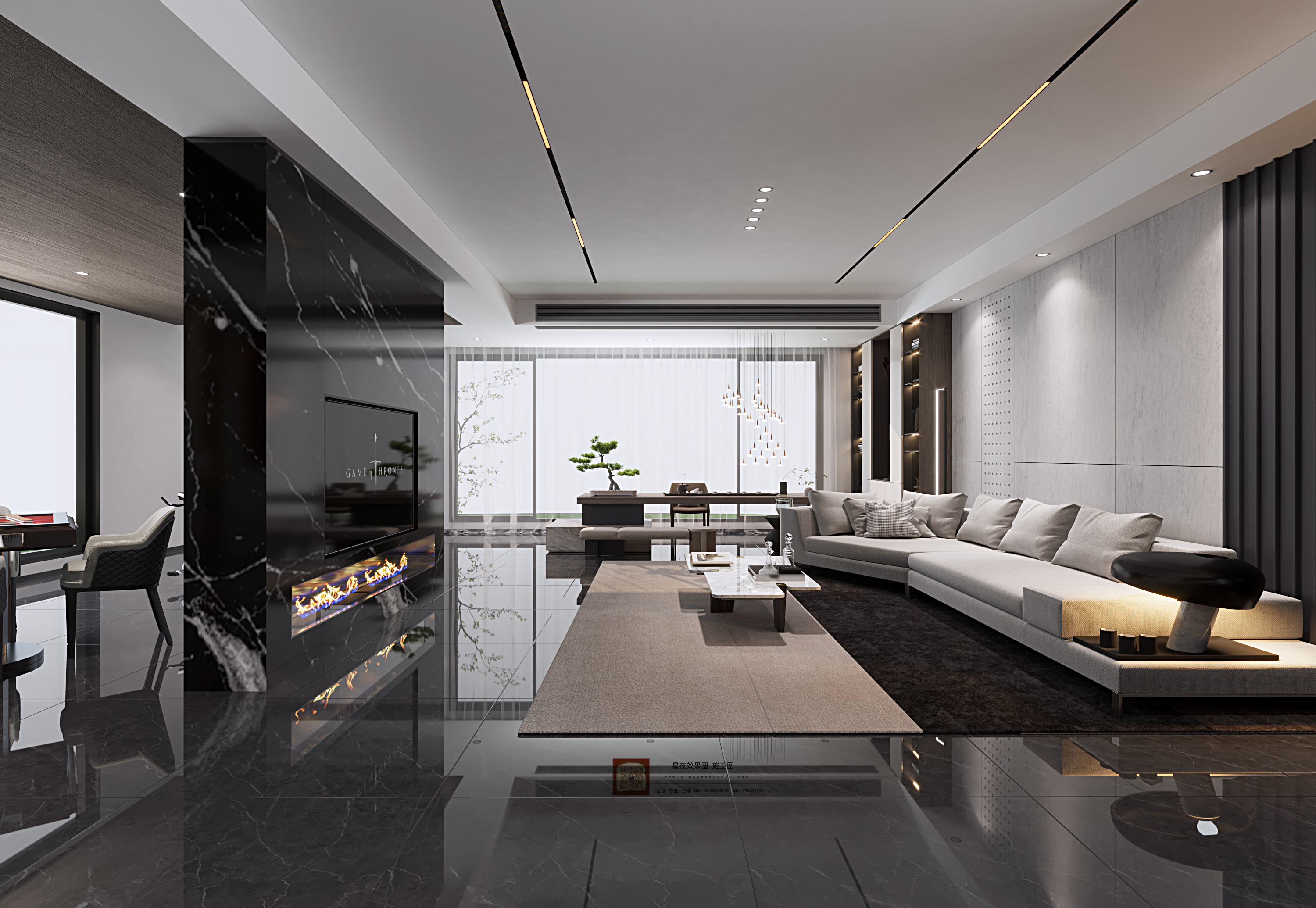 高级黑诠释自由精神·大平层豪宅设计-14