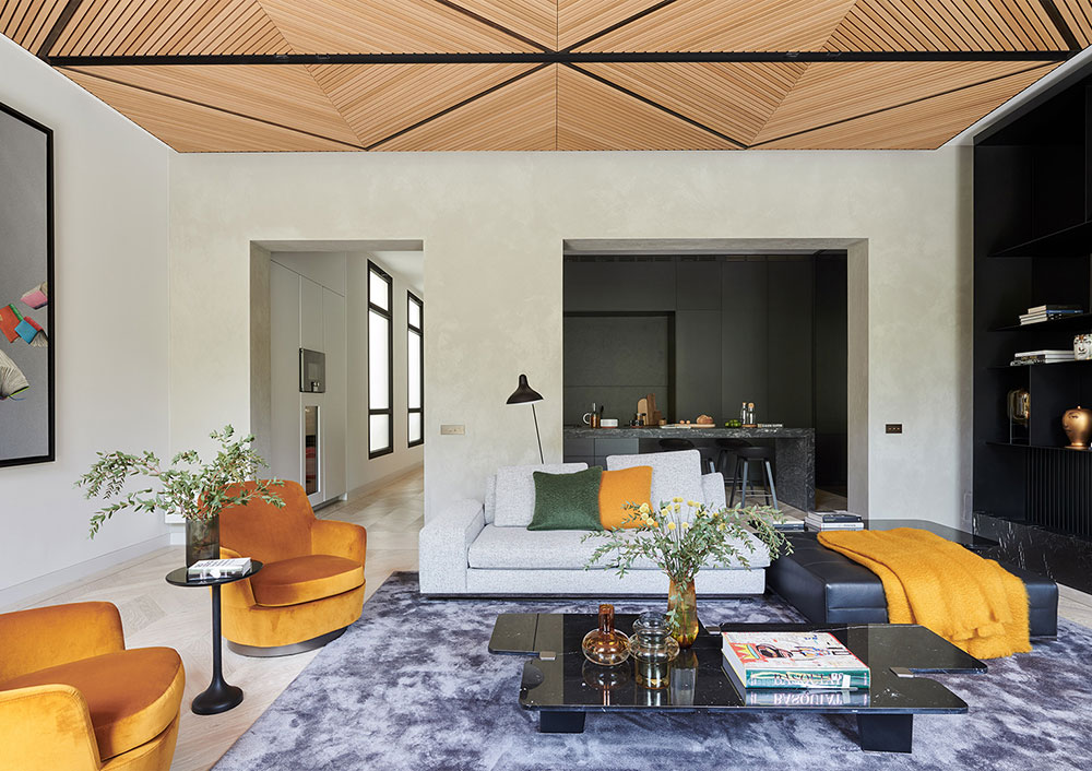 巴塞罗那原木艺术天花板的现代公寓-2