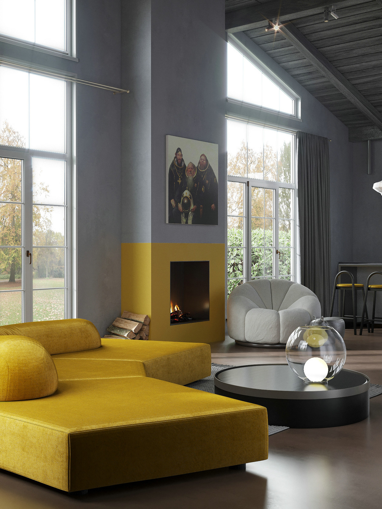 200㎡黄色系公寓设计-1