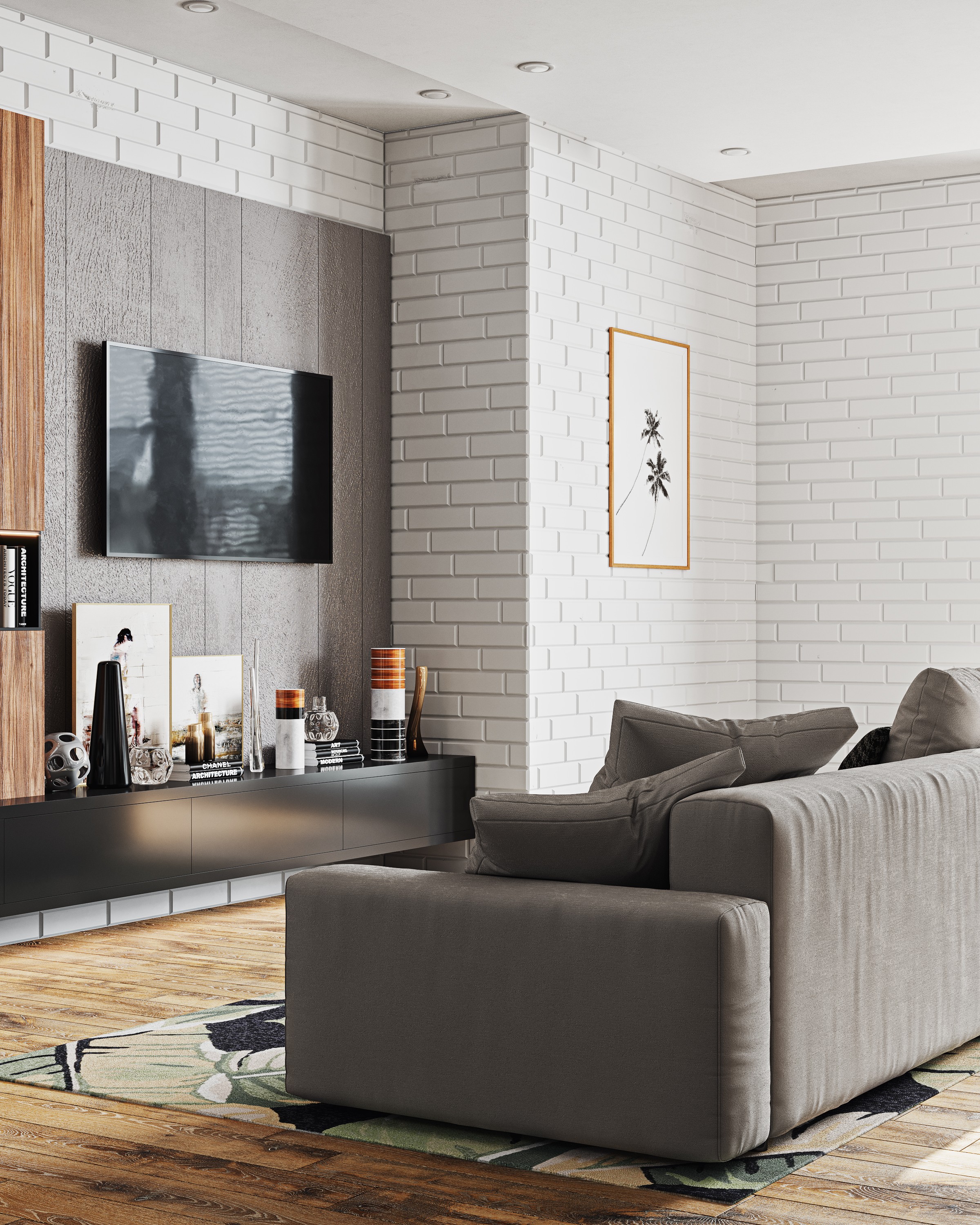 现代居家客餐场景渲染作品-9