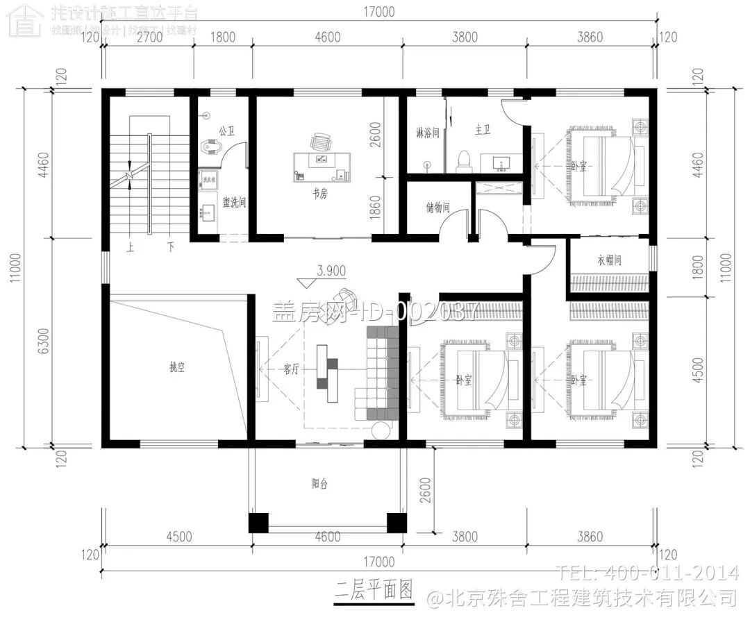 【设计师案例】土建参考造价76万，面宽17m×进深11m湖南邵阳三层欧式别墅-21