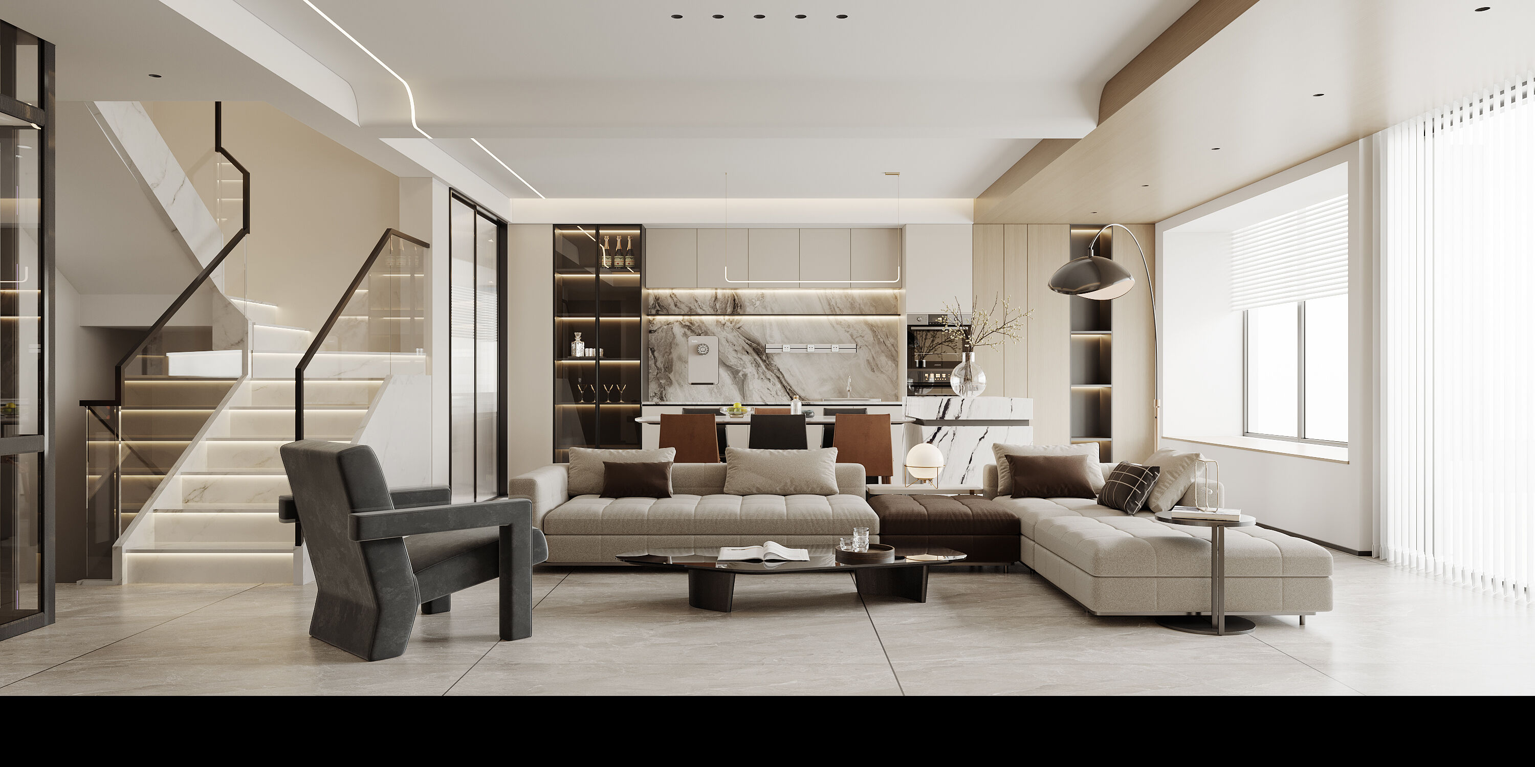 现代简约风挑空别墅-4