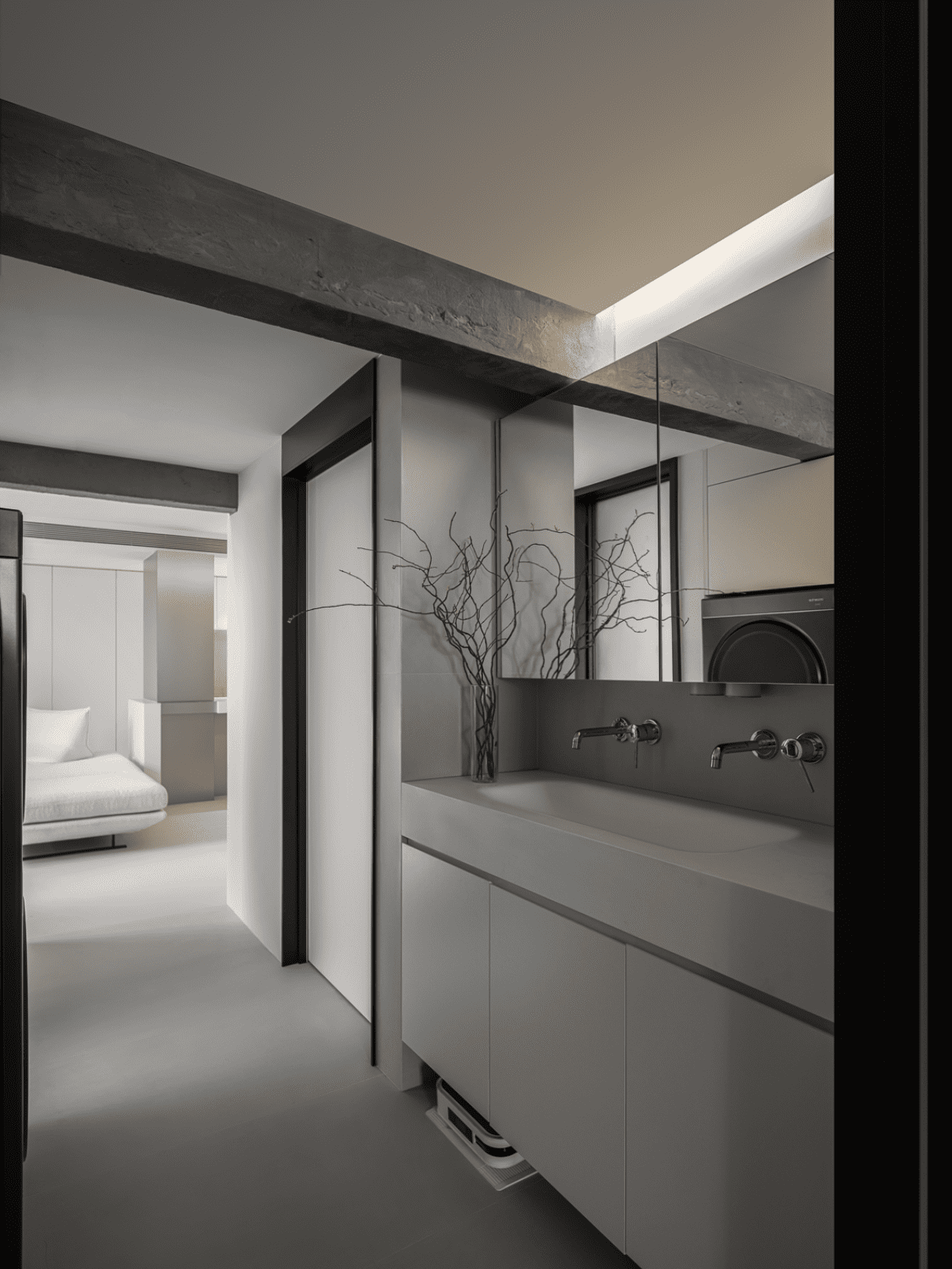 80㎡极简打破常规，重组客卫变出衣帽间，LDK一体布局开阔胜大平层-56