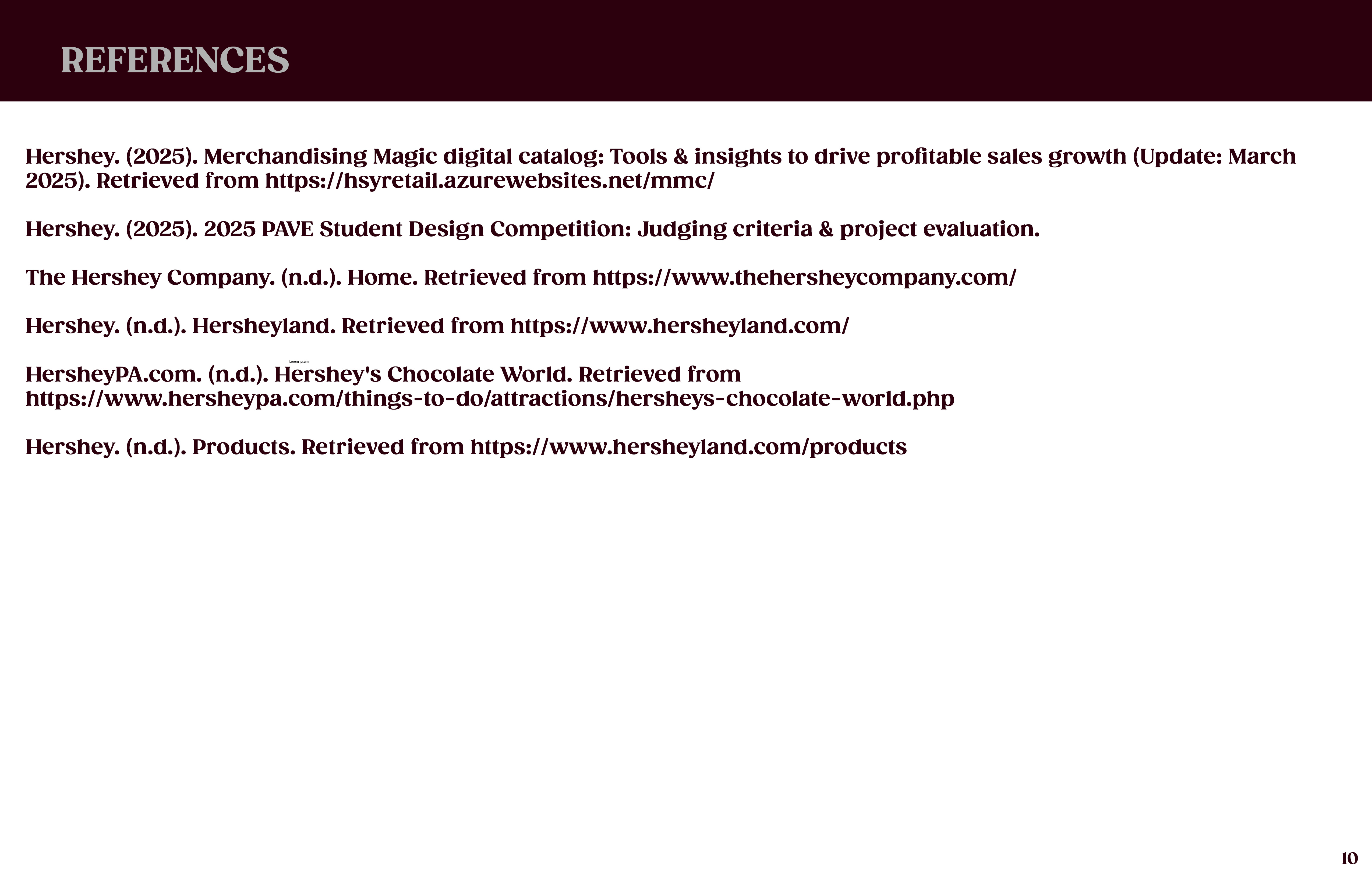 SWAS HERSHEY'S PROJECT-10