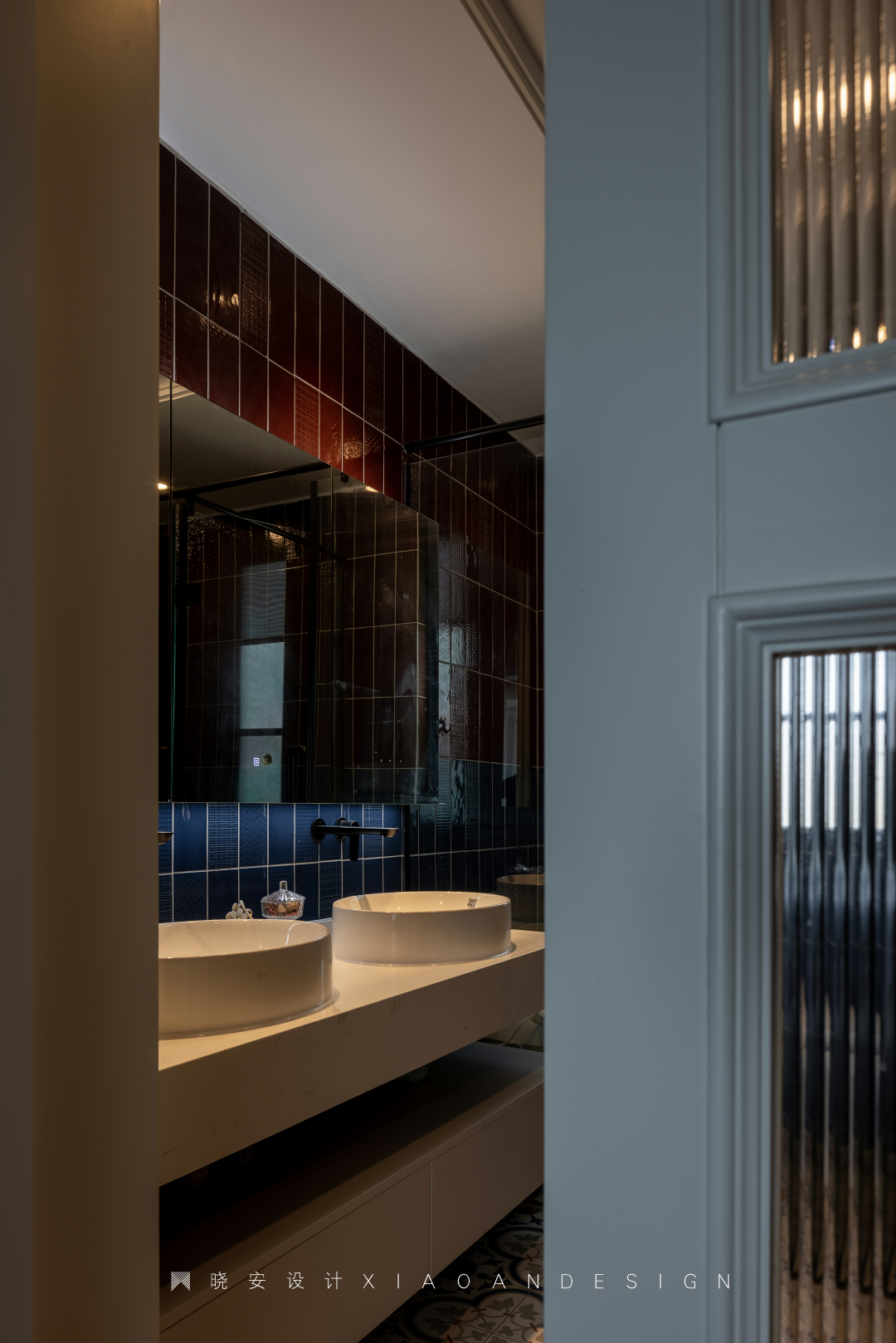 复古蓝红拼接法式美居丨晓安设计-69