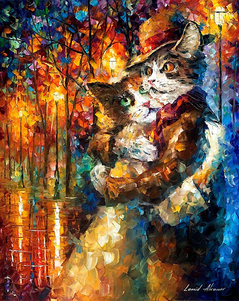 CAT HUG — oil painting on canvas-2