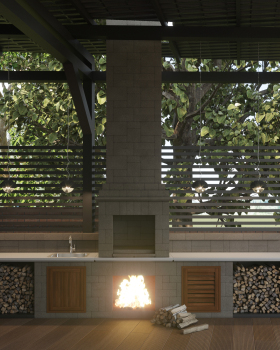 带附属建筑的乡村住宅外立面设计