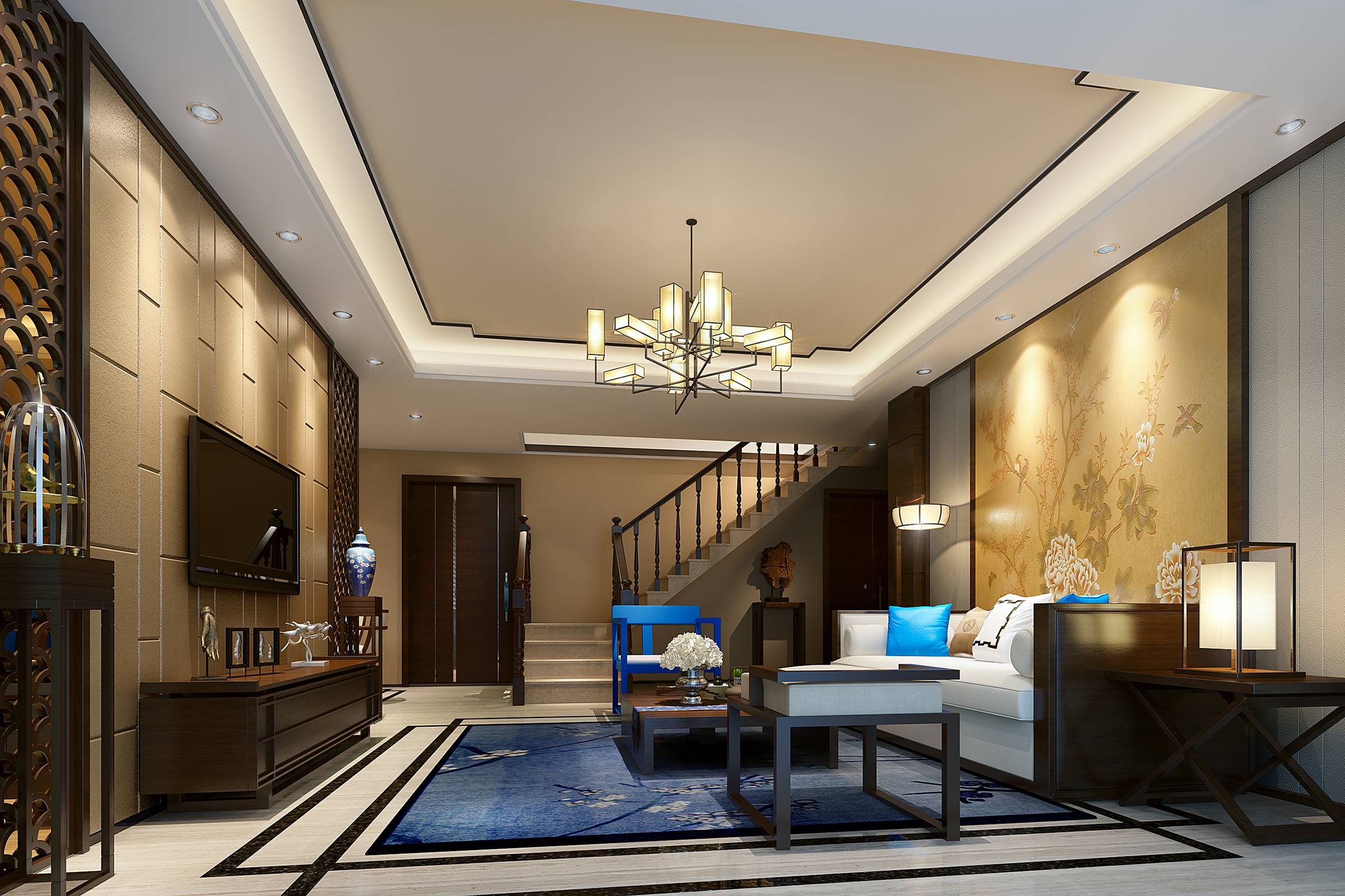 新中式 中式古典 奢华家装别墅样板房-5-19