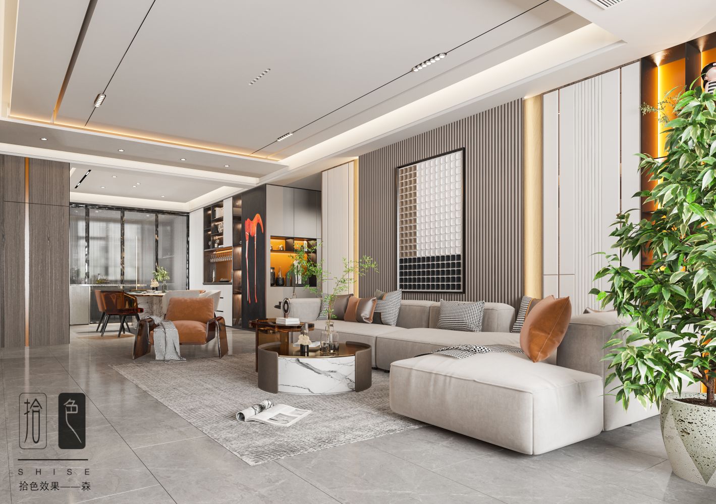 现代轻奢客餐厅效果图表现-3