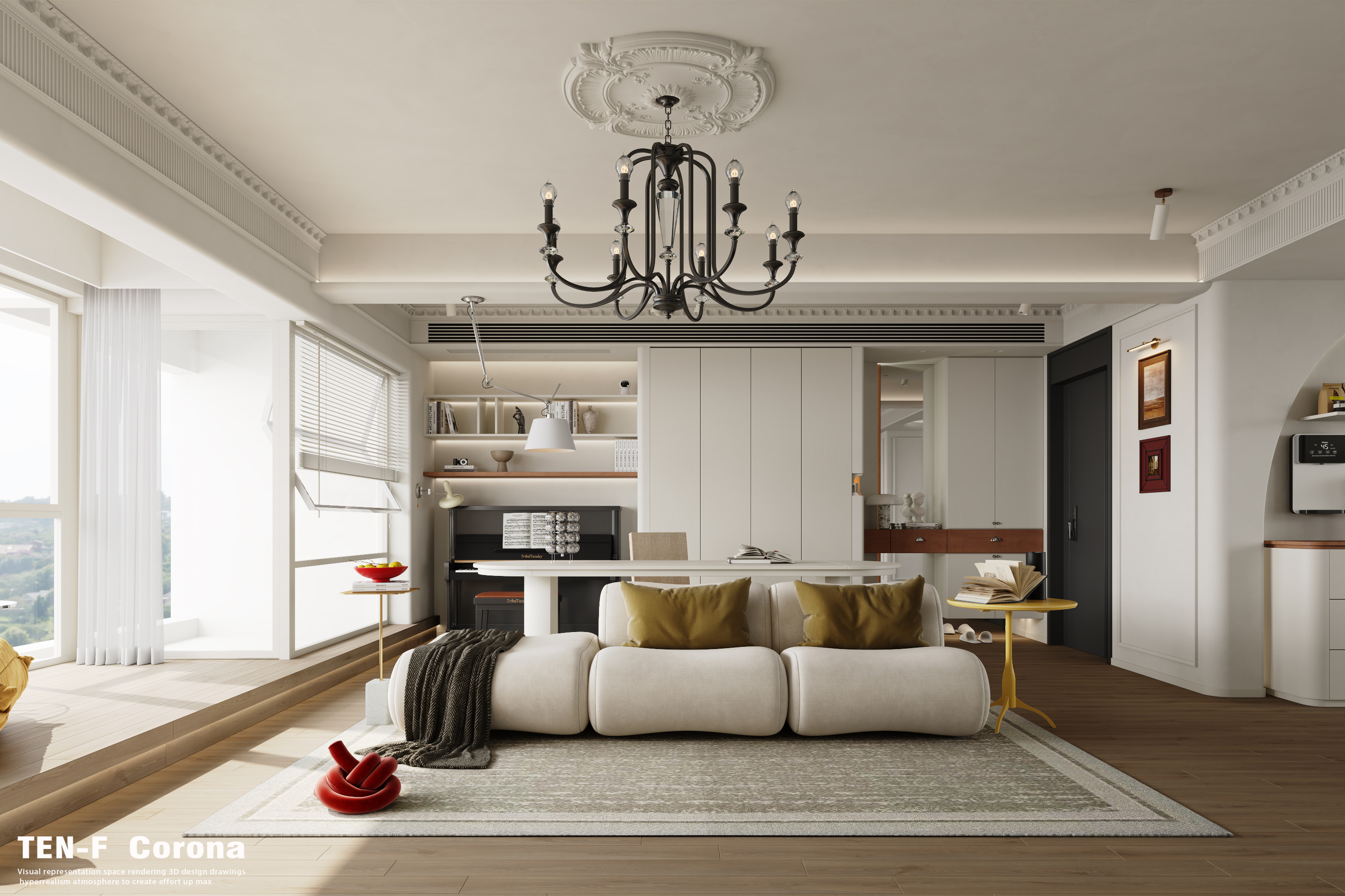 白色法式渲染表现-2