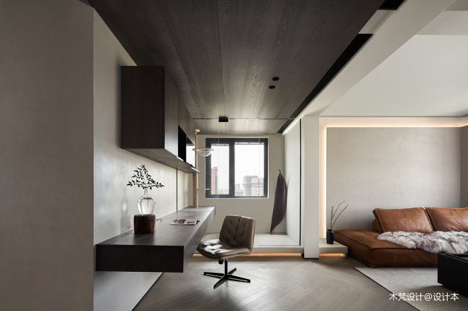 语文老师独居105㎡现代简约家：岛台餐桌、独立猫房、超大办公区-51