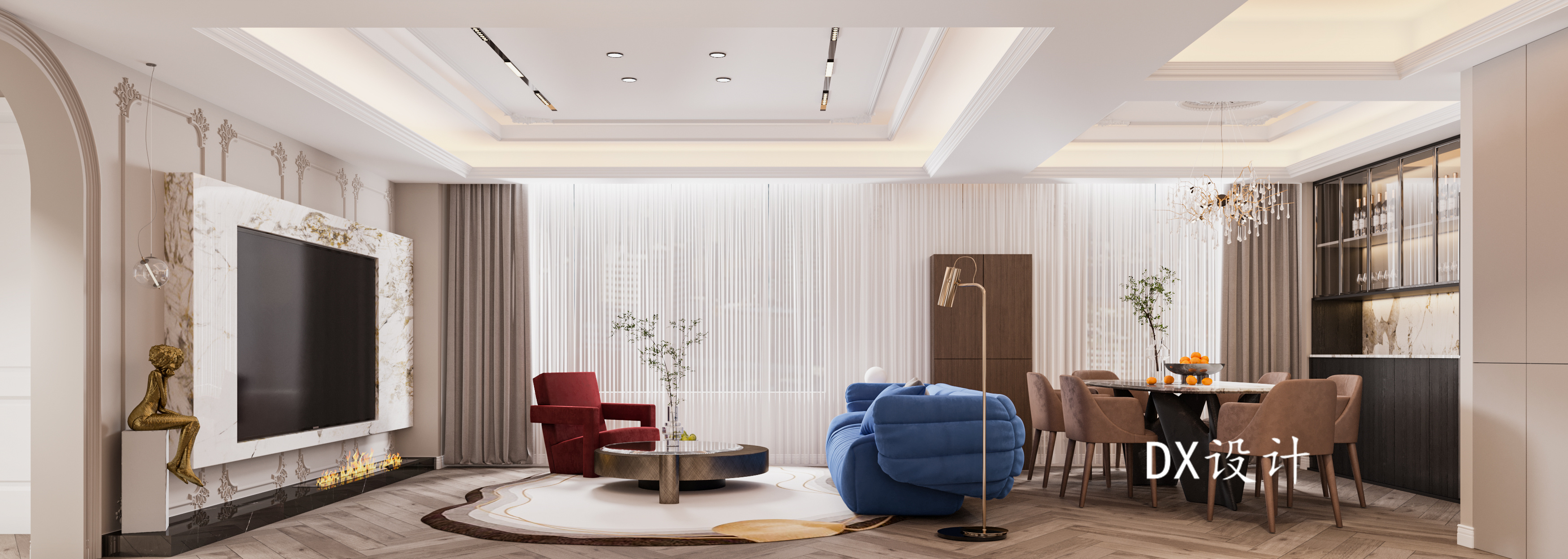 法式轻奢平层设计丨原创作品-7