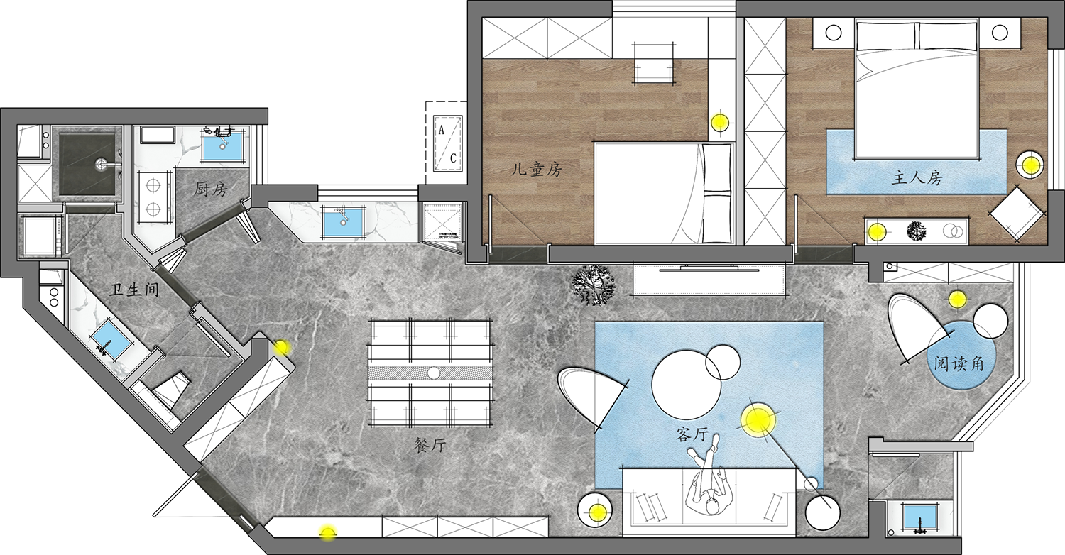 DE实景 · 997期 | 83㎡异形空间，如何装出“大”的感觉？-21