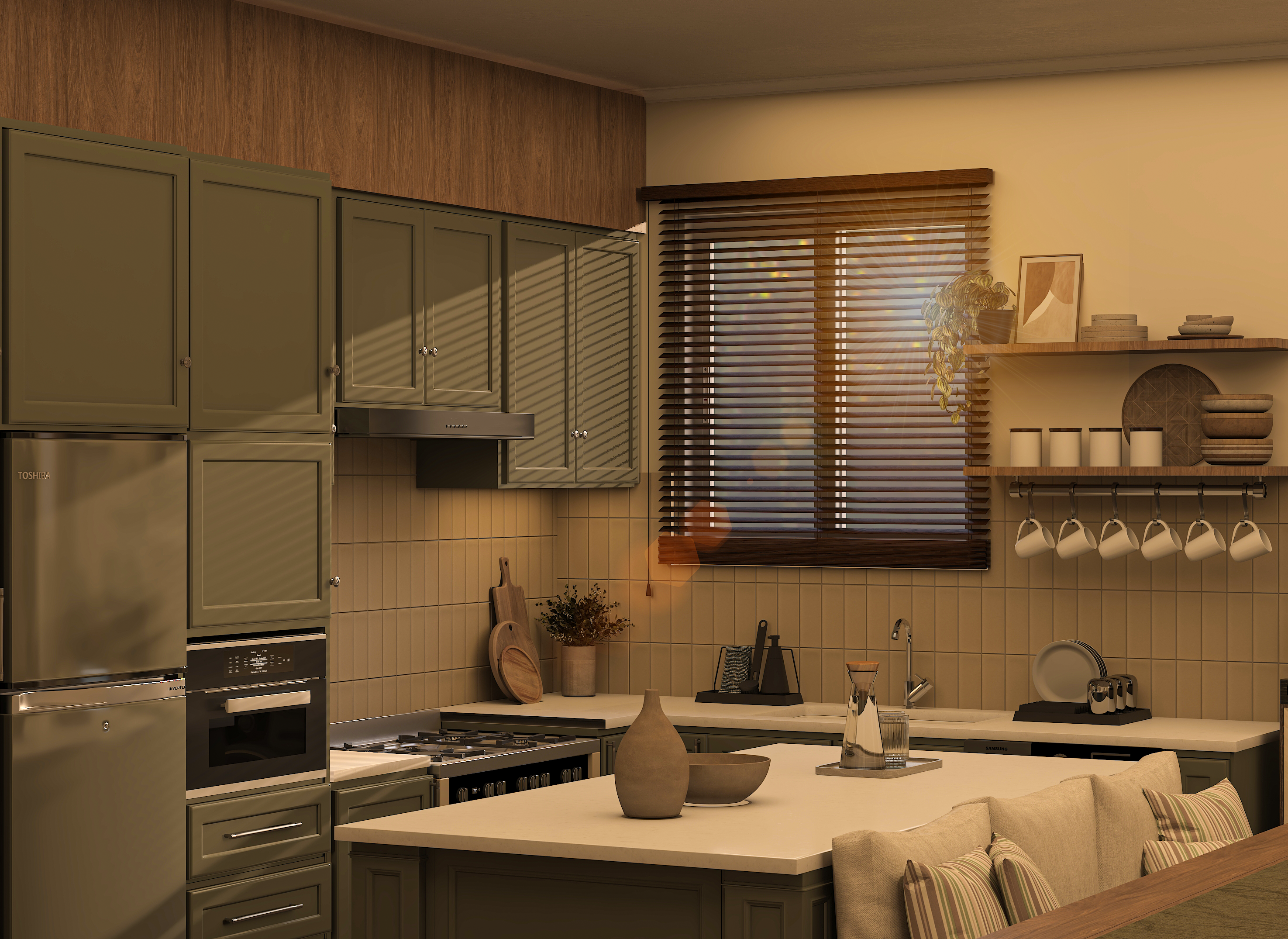 开放式厨房与起居区设计丨埃及开罗-4