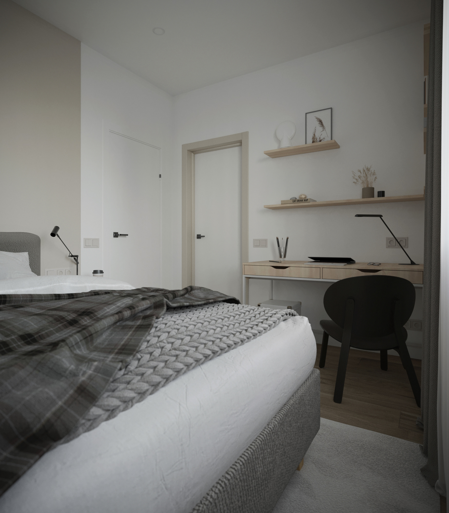 卧室室内设计丨俄罗斯莫斯科丨Alena Kokueva-4