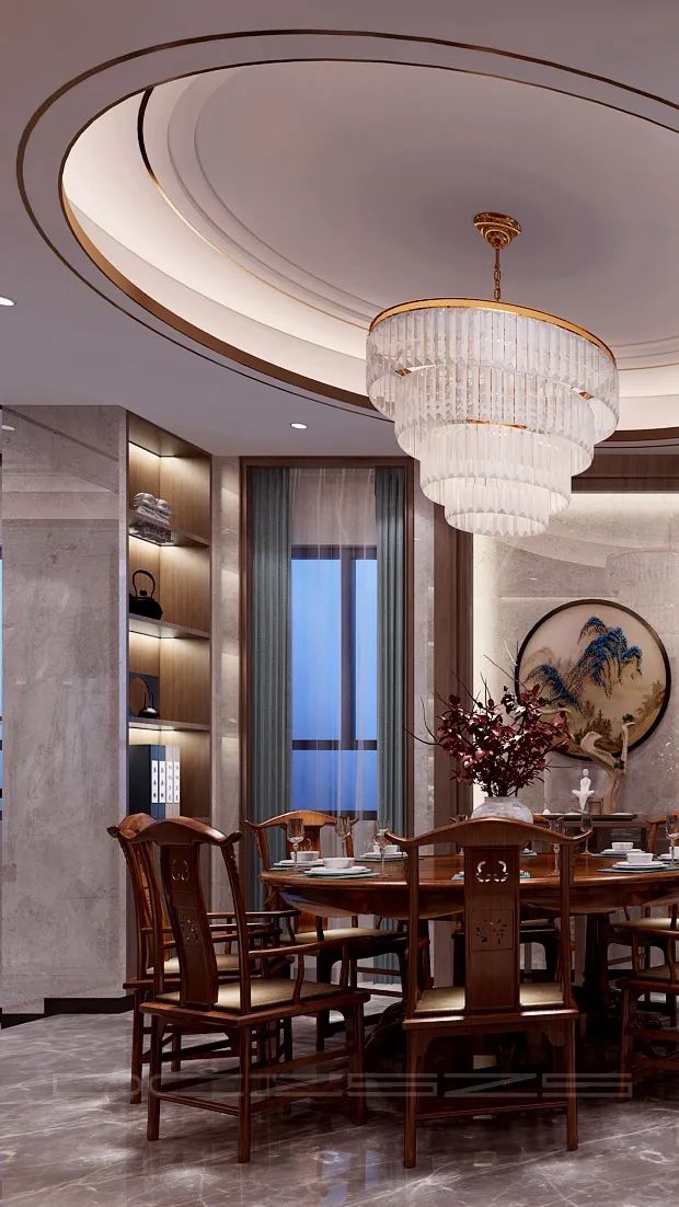 《东成至盛》新中式别墅设计丨木美空间设计-39