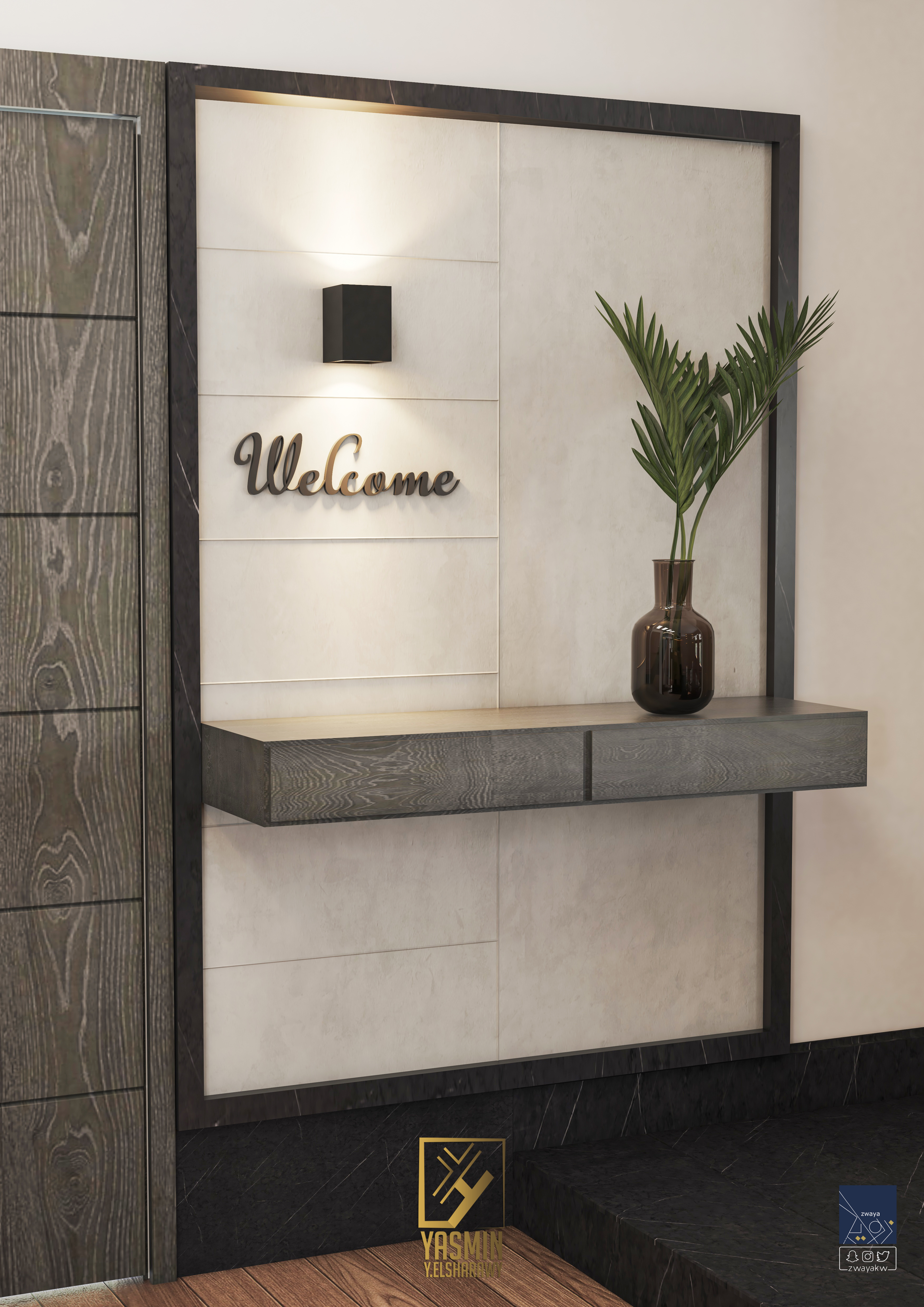 当代客厅与开放式厨房和餐厅设计丨yasminy.elsharawy-18