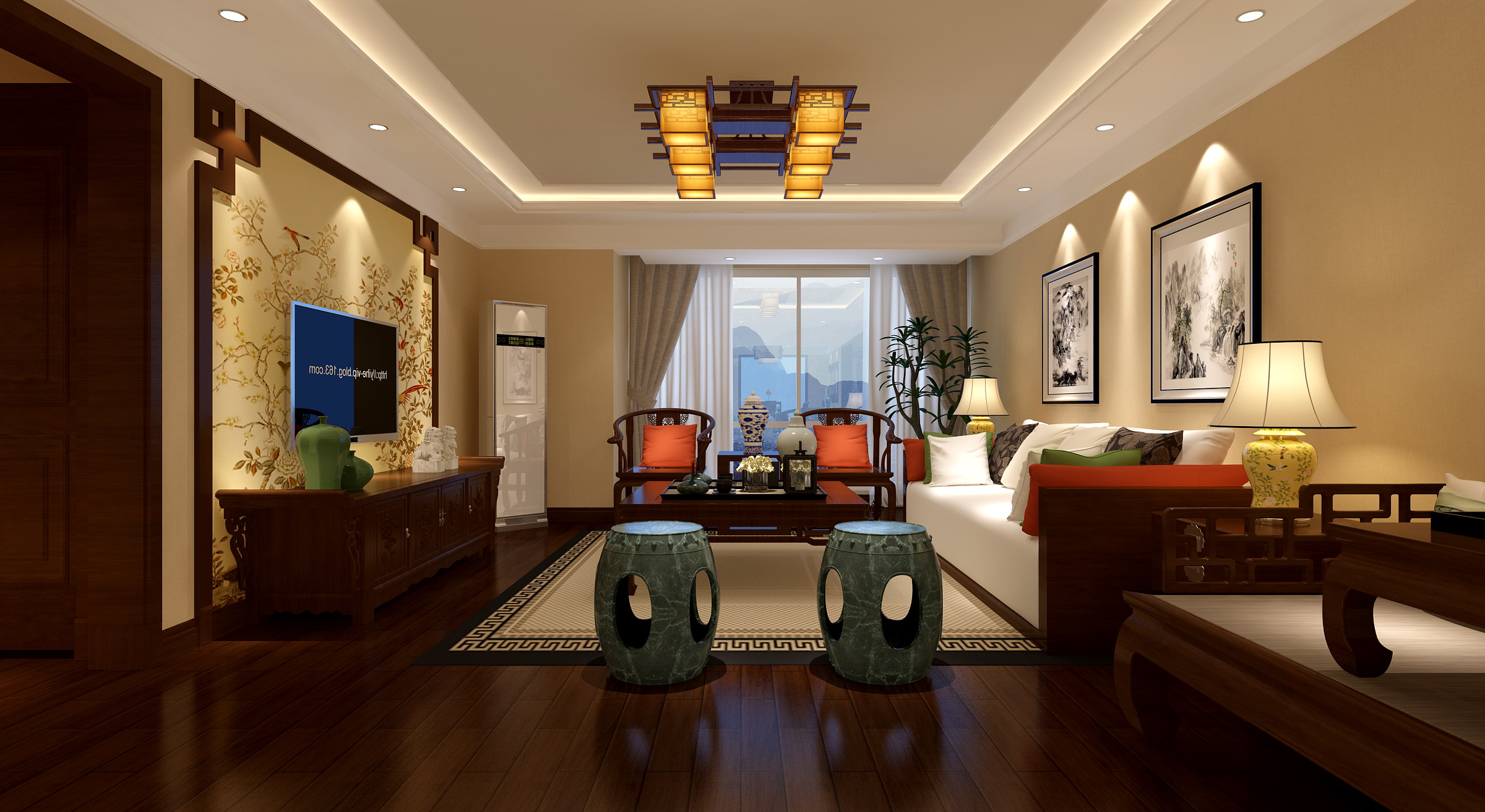 新中式 中式古典 奢华家装别墅样板房-5-36