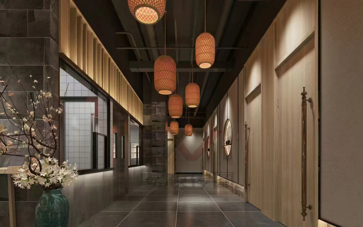 禅意风满满的工装餐馆效果图-4