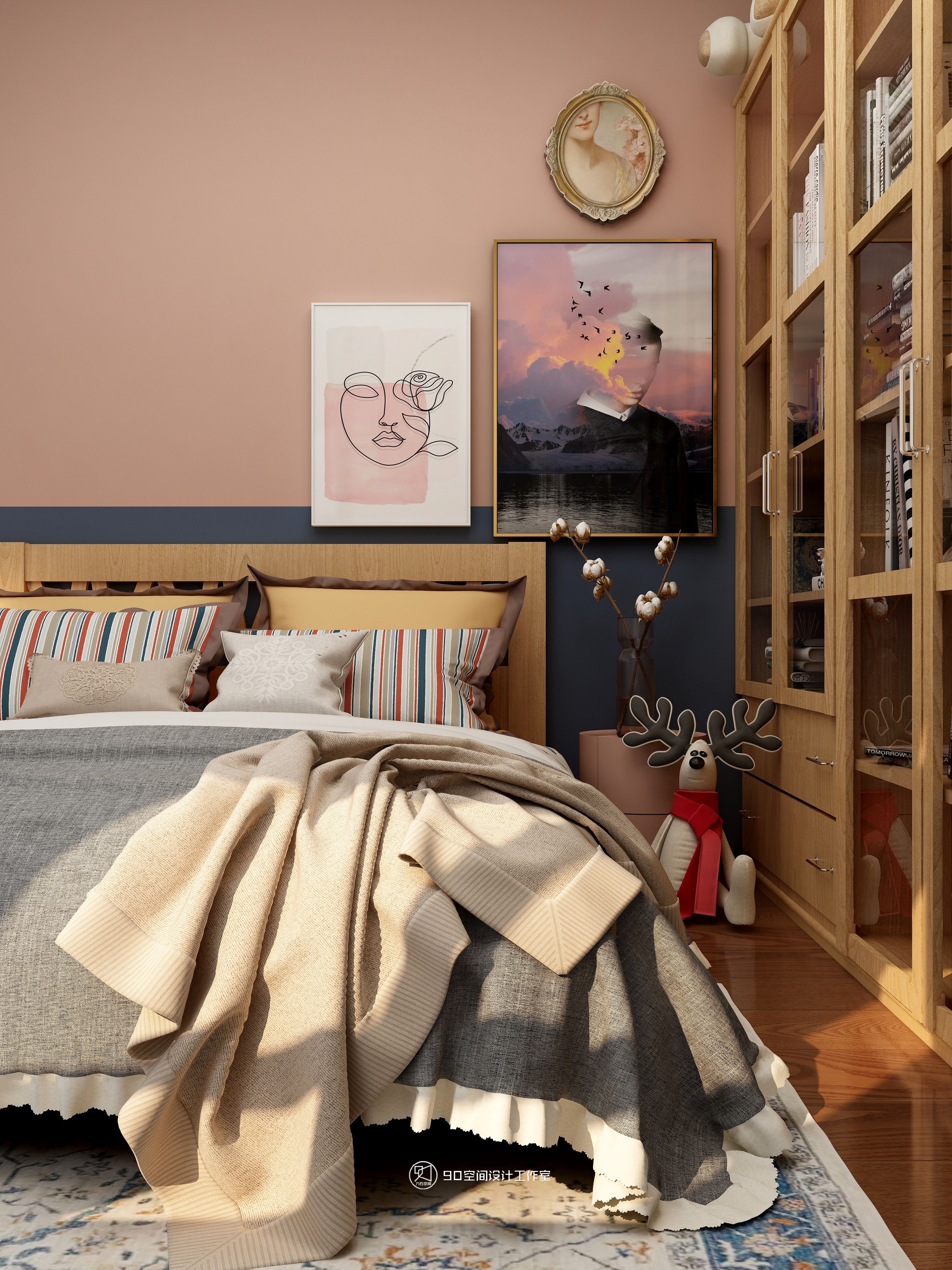 《欢愉同乐》80 平方现代美式空间设计-61