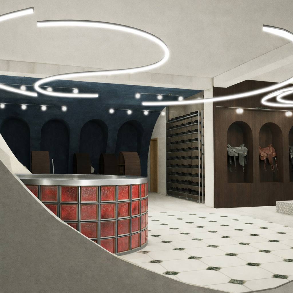 Designed an equestrian sports store interior concept 3D-3