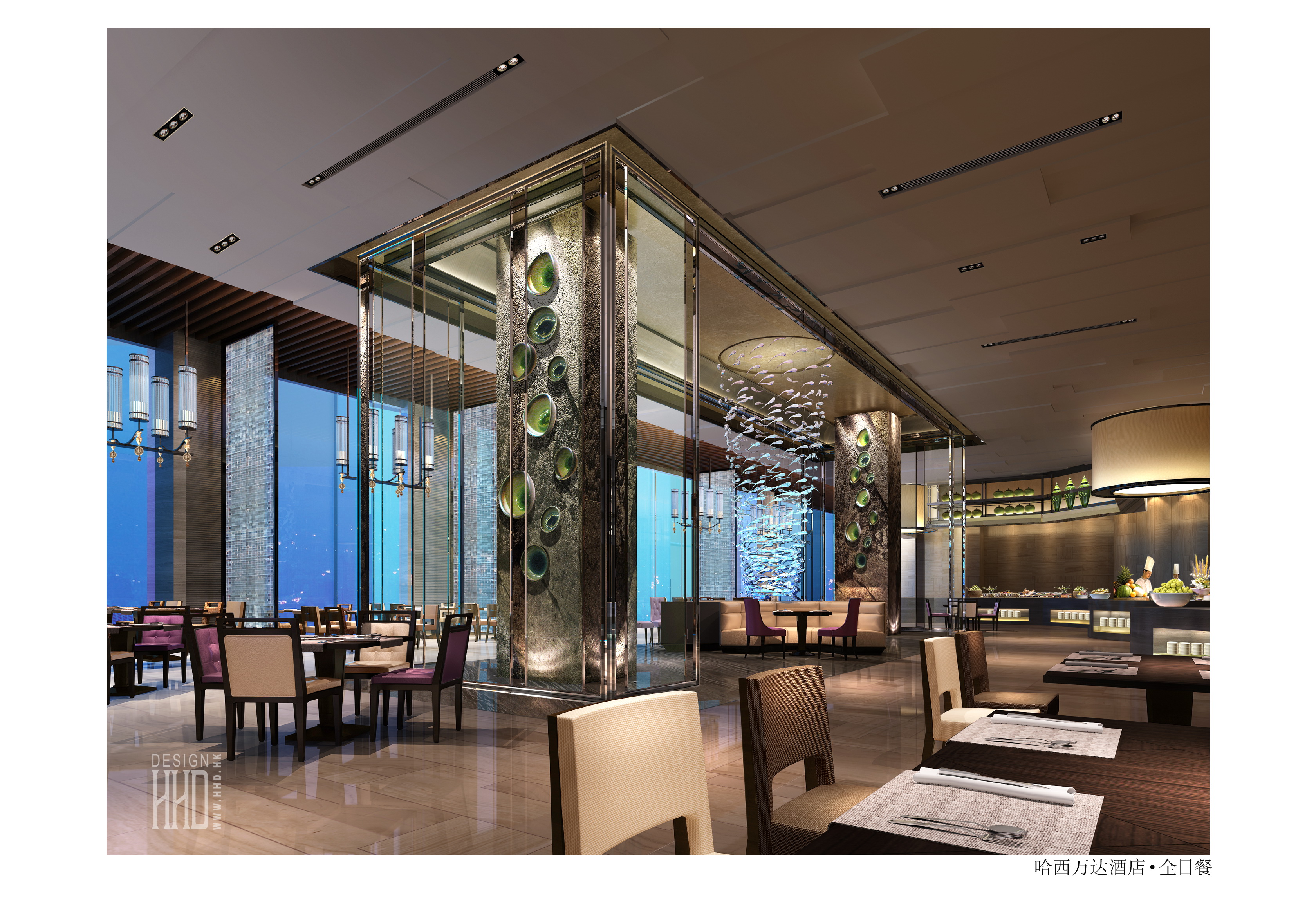 HHD设计－哈西万达五星酒店公共区域CAD施工图+效果图 926M-13