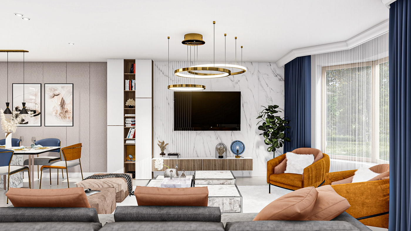 Anastasiya Gushchina丨别墅丨Living room Design-1