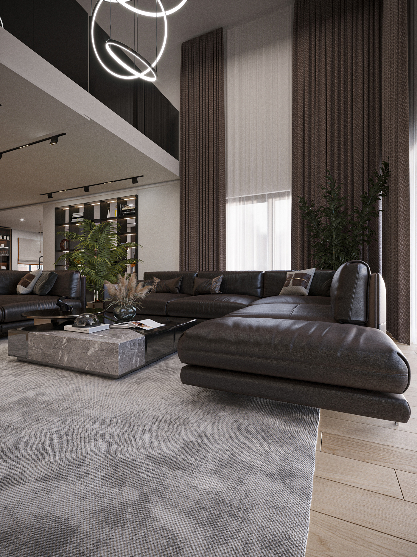 Anastasiya Gushchina丨别墅丨Livingroom and Kitchen Design-0