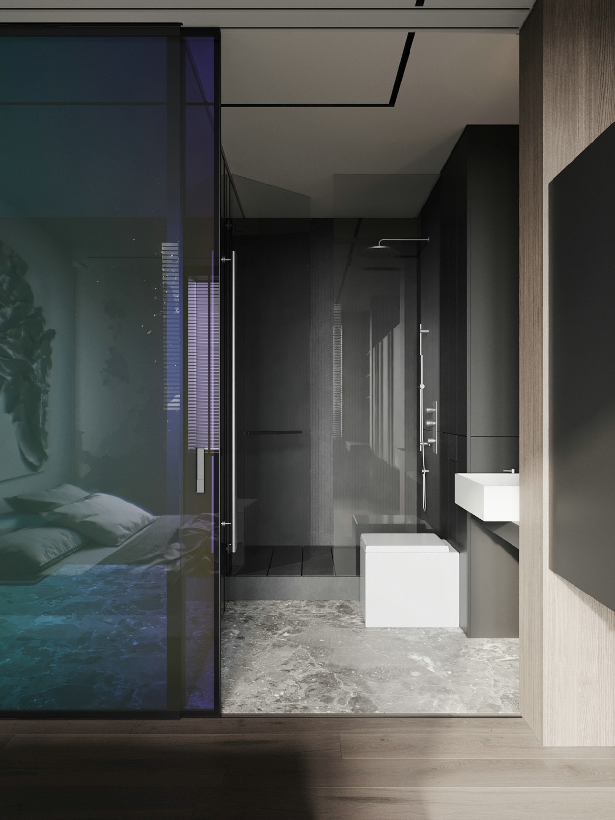 高级黑色系小空间公寓设计 既沉稳又有设计感！-11