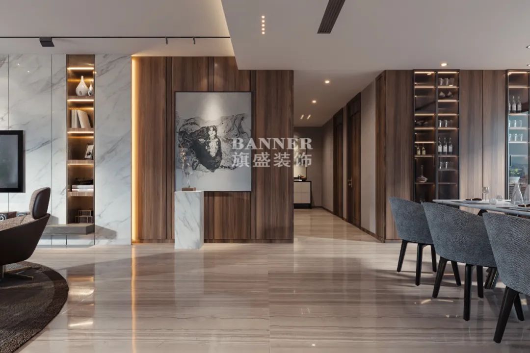 段峰操刀,245㎡现代平层家装的低调奢华与生活况味-9