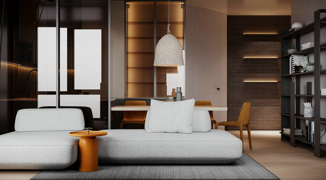 高级灰+橙色居住空间设计-5