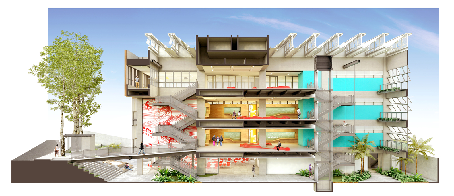 巴西 Bradesco 基金会学校 | 旧建筑新生命,垂直校园的绿色创新-30