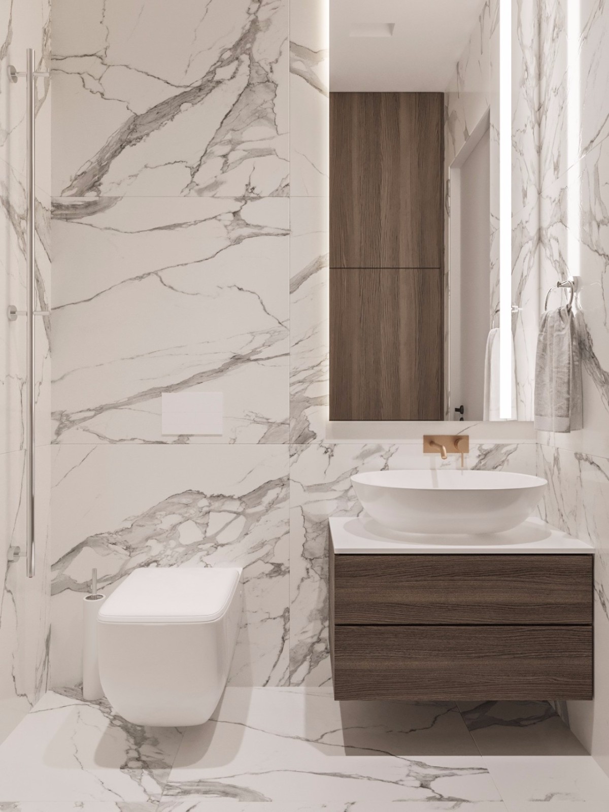 莫斯科 120㎡现代简约公寓，木材与大理石的优雅融合-39