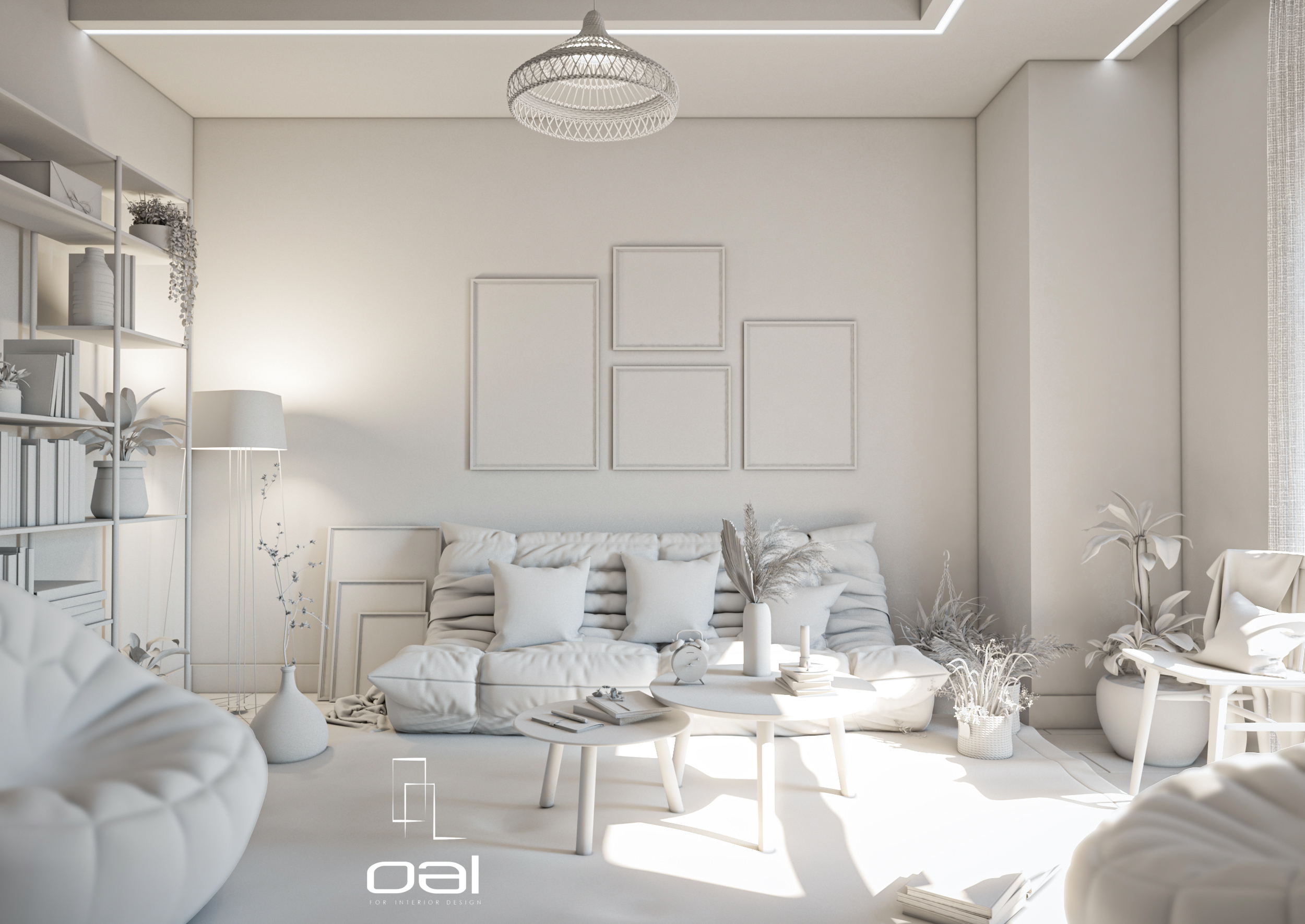 客厅（冷色调效果）丨埃及丨OMNIA NASR AL SHAER-9