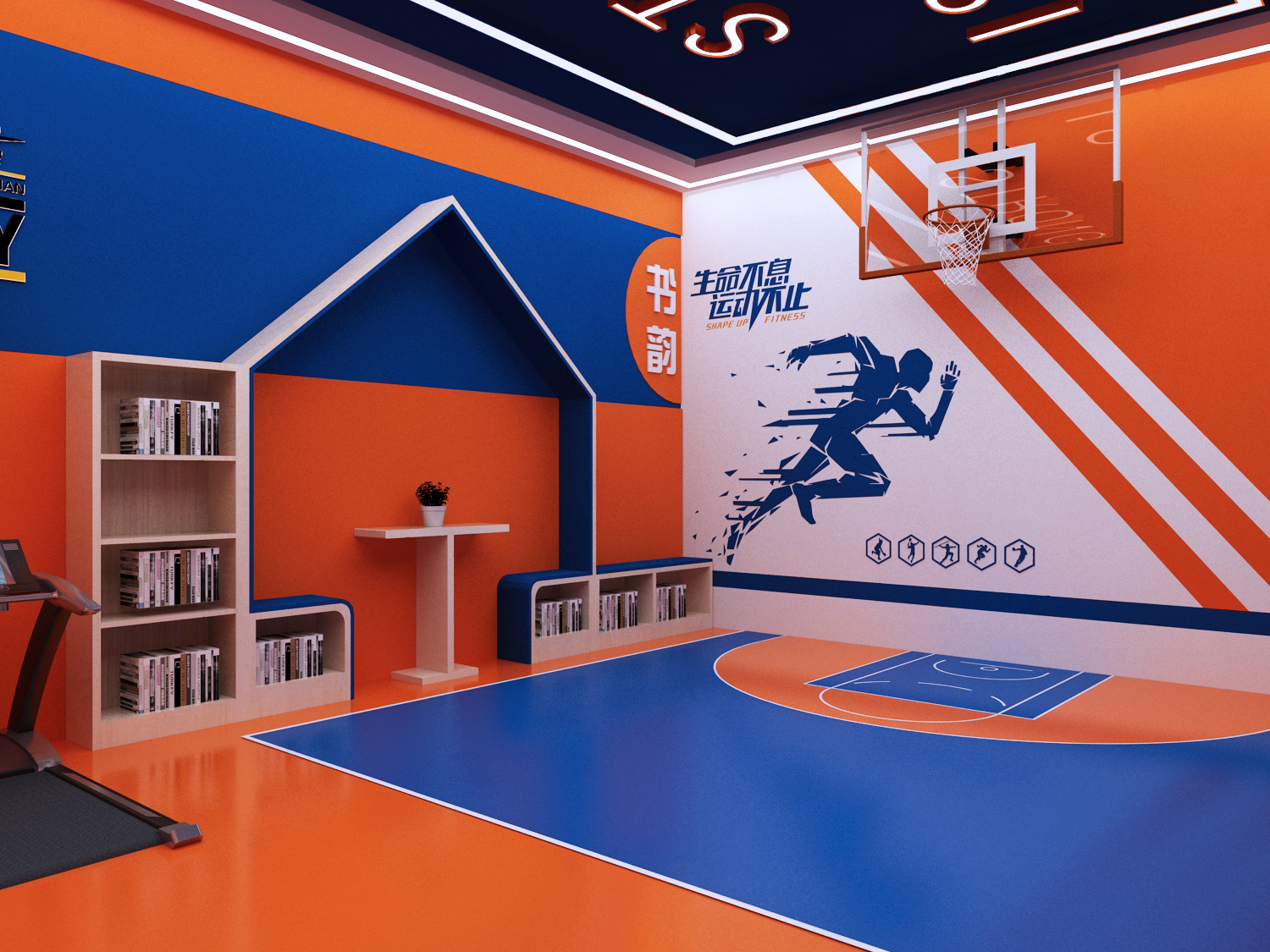 篮球娱乐室设计3D效果图-10