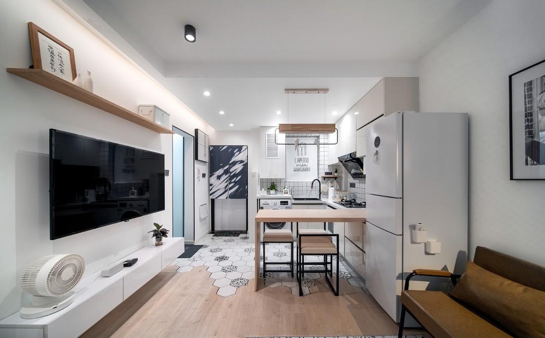 50 平二居室极简原木风设计,紧凑空间多功能利用-4