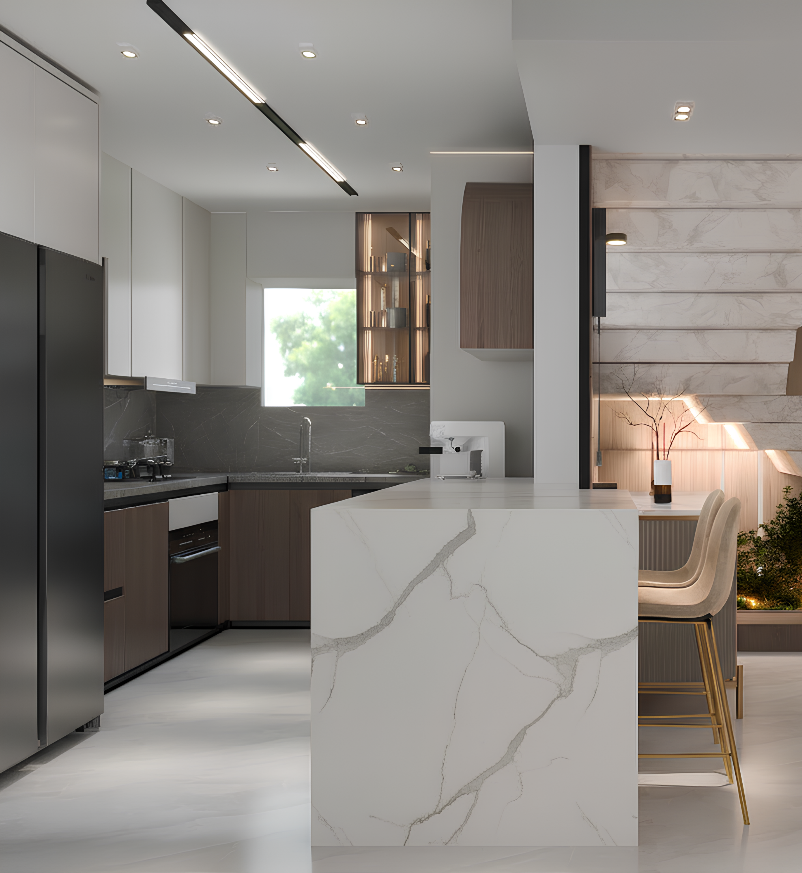 Reception and open kitchen interior design-7