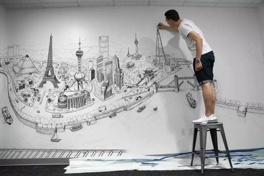 法国艺术家托马斯·达提格斯手绘中国全景建筑,细节震撼!-112