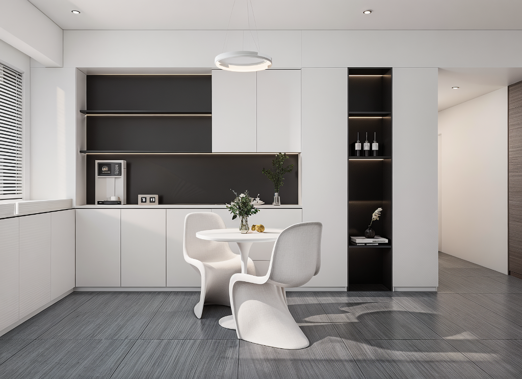 Monochrome Minimalist Apartment | Visualization-7