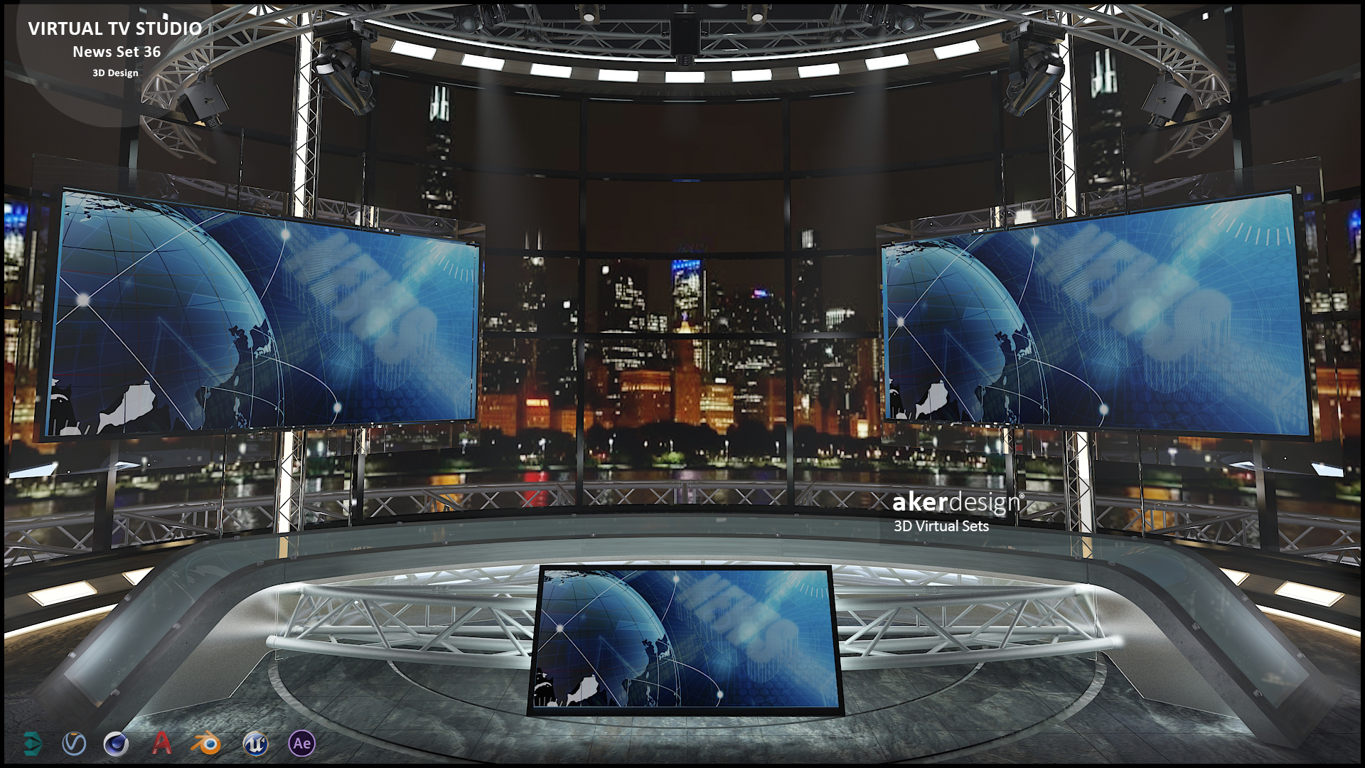 虚拟电视演播室新闻场景 36-6