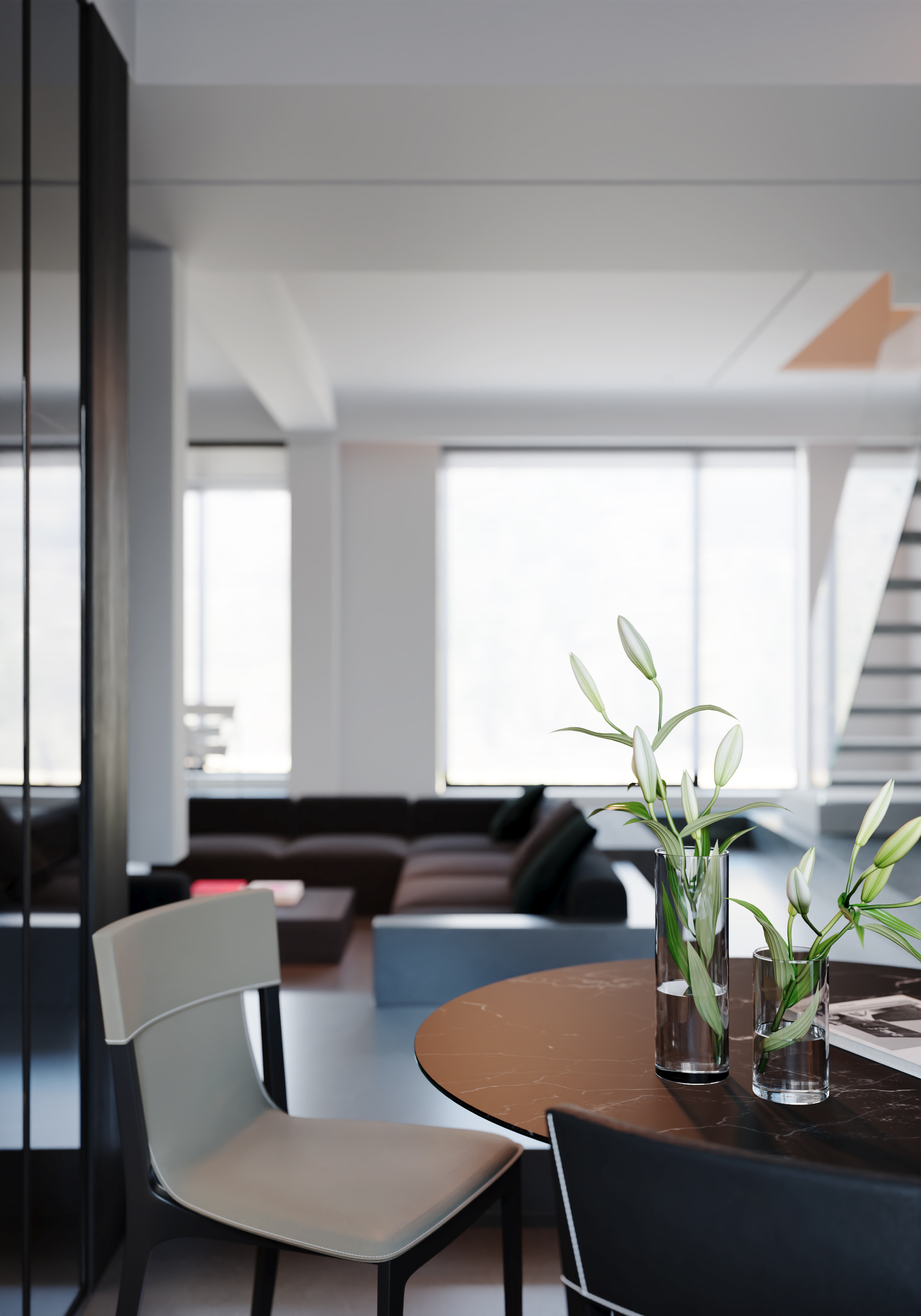 黑白灰现代客餐厅案例-10