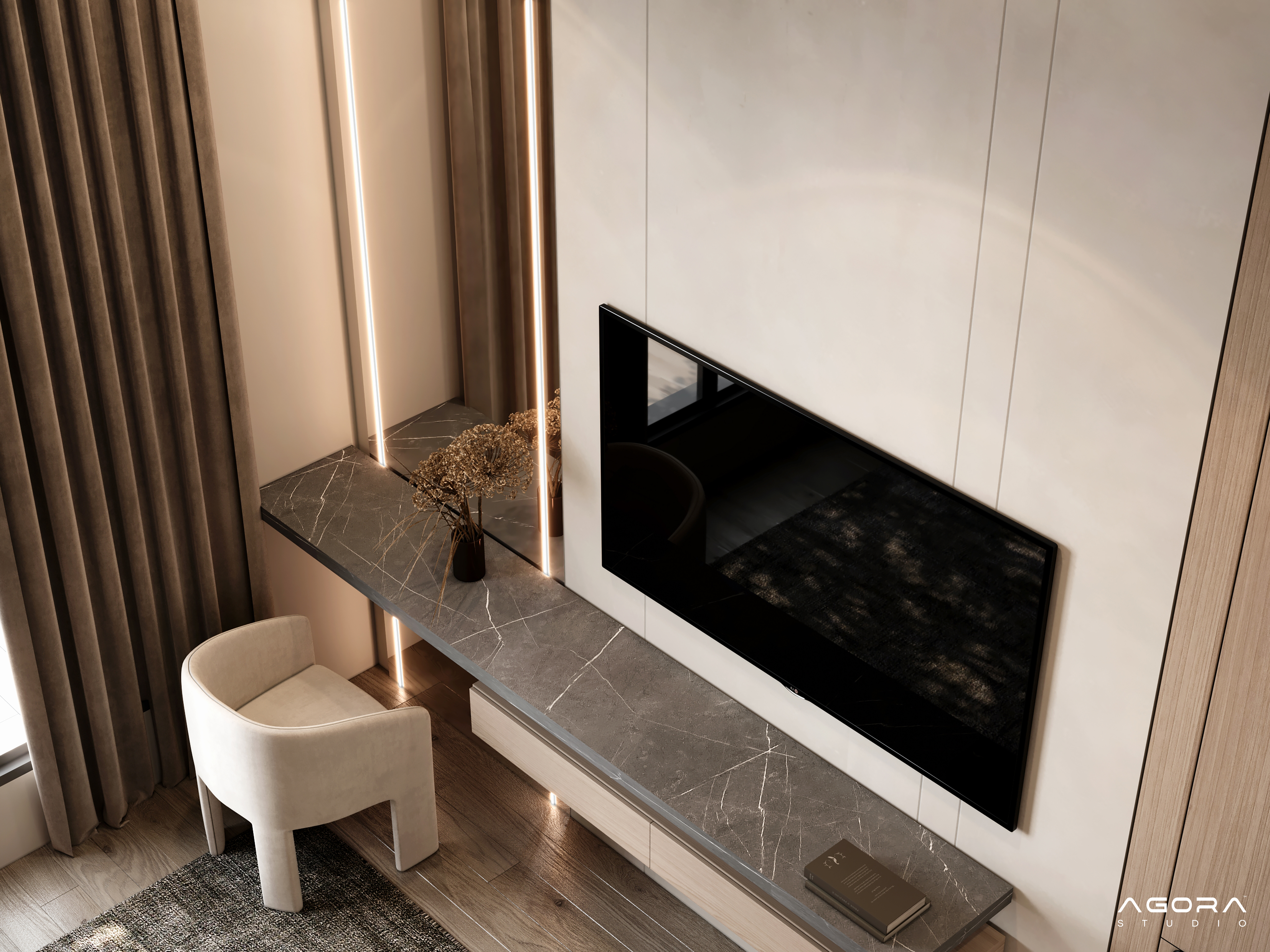 现代卧室（暖木元素）丨沙特阿拉伯-9