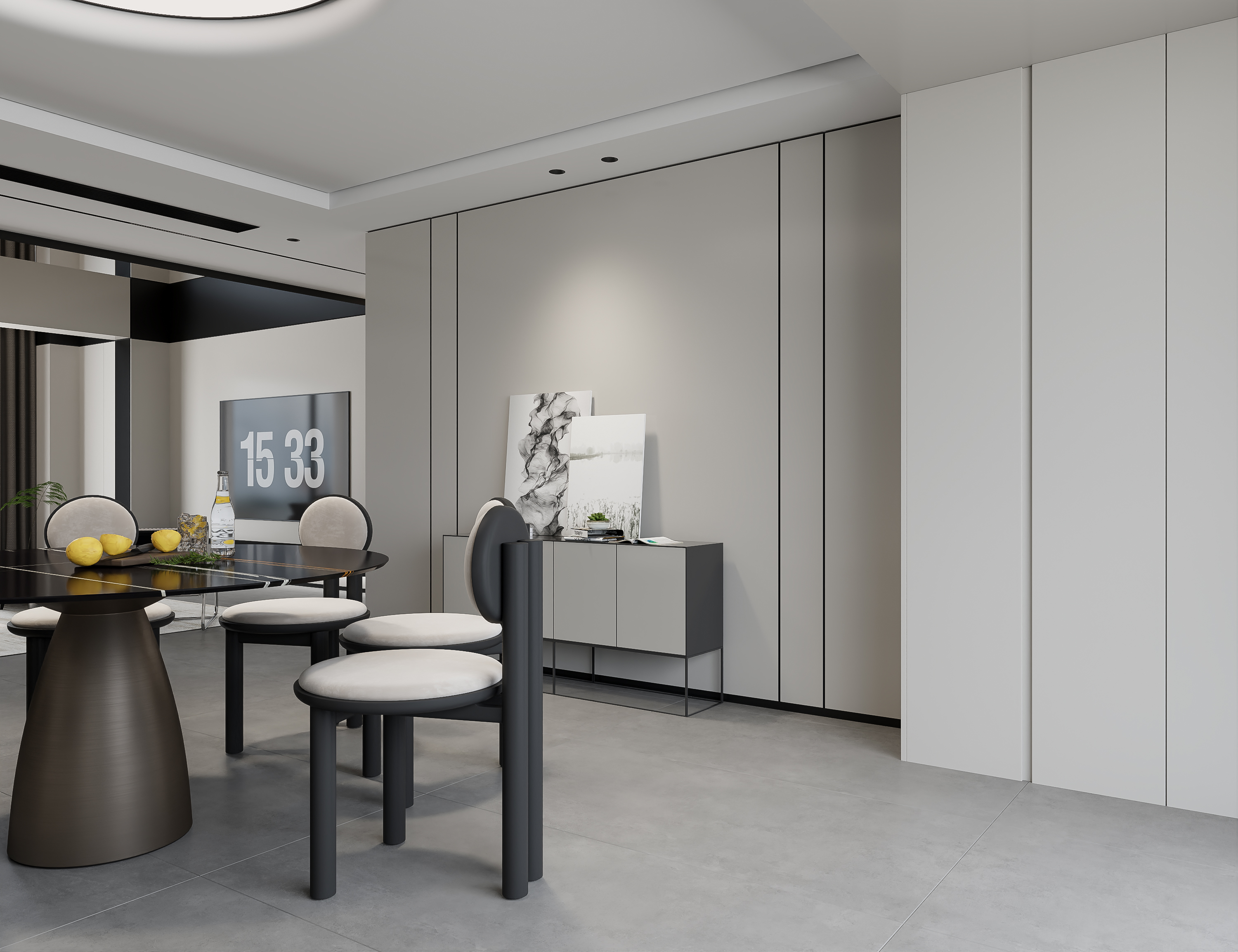 现代黑白灰客餐厅-16