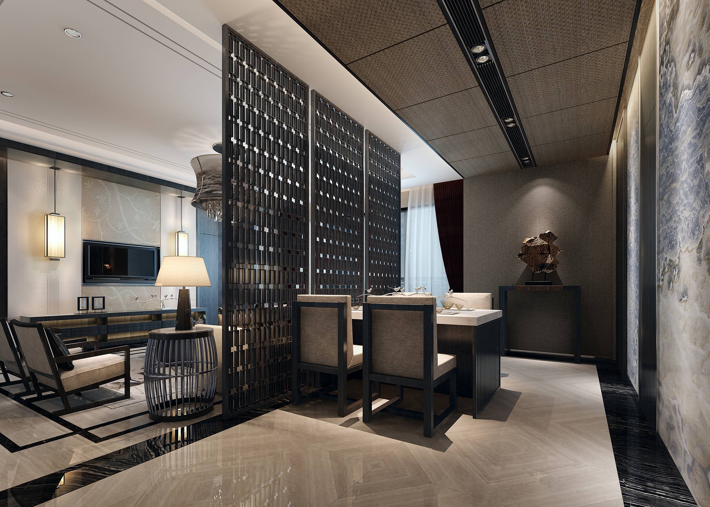 新中式 中式古典 奢华家装别墅样板房-5-22